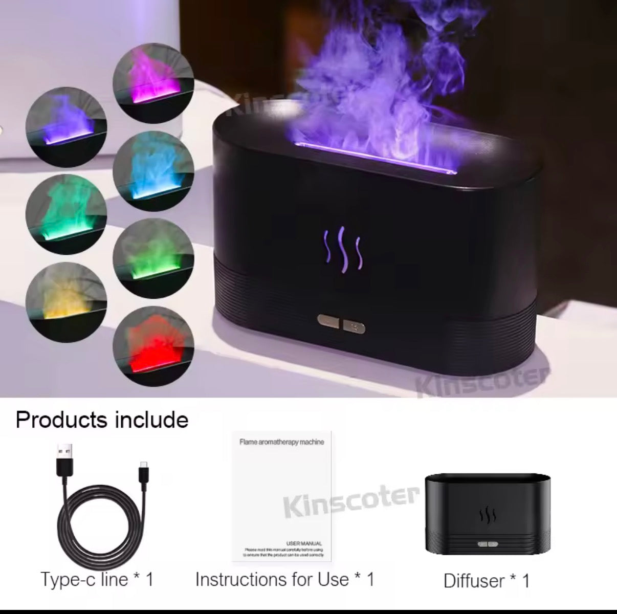 Humidificador de aire, Mini humidificador con aroma a llama, difusor de fragancia, difusor de aceites esenciales para el hogar y la Oficina, humidificador de aromaterapia USB