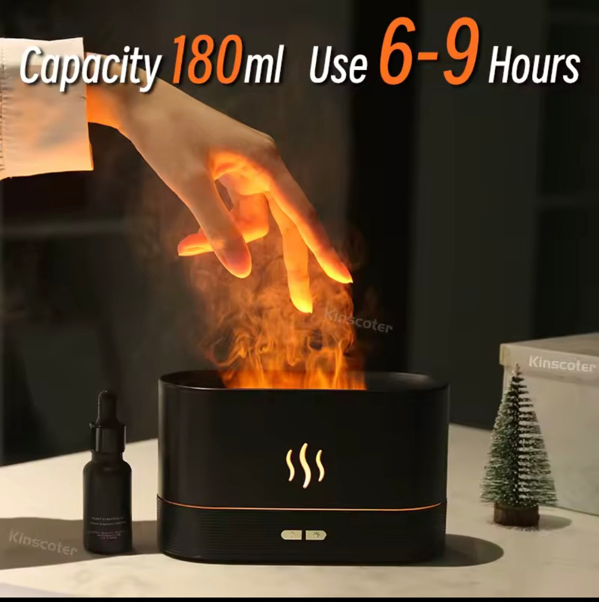 Humidificador de aire, Mini humidificador con aroma a llama, difusor de fragancia, difusor de aceites esenciales para el hogar y la Oficina, humidificador de aromaterapia USB
